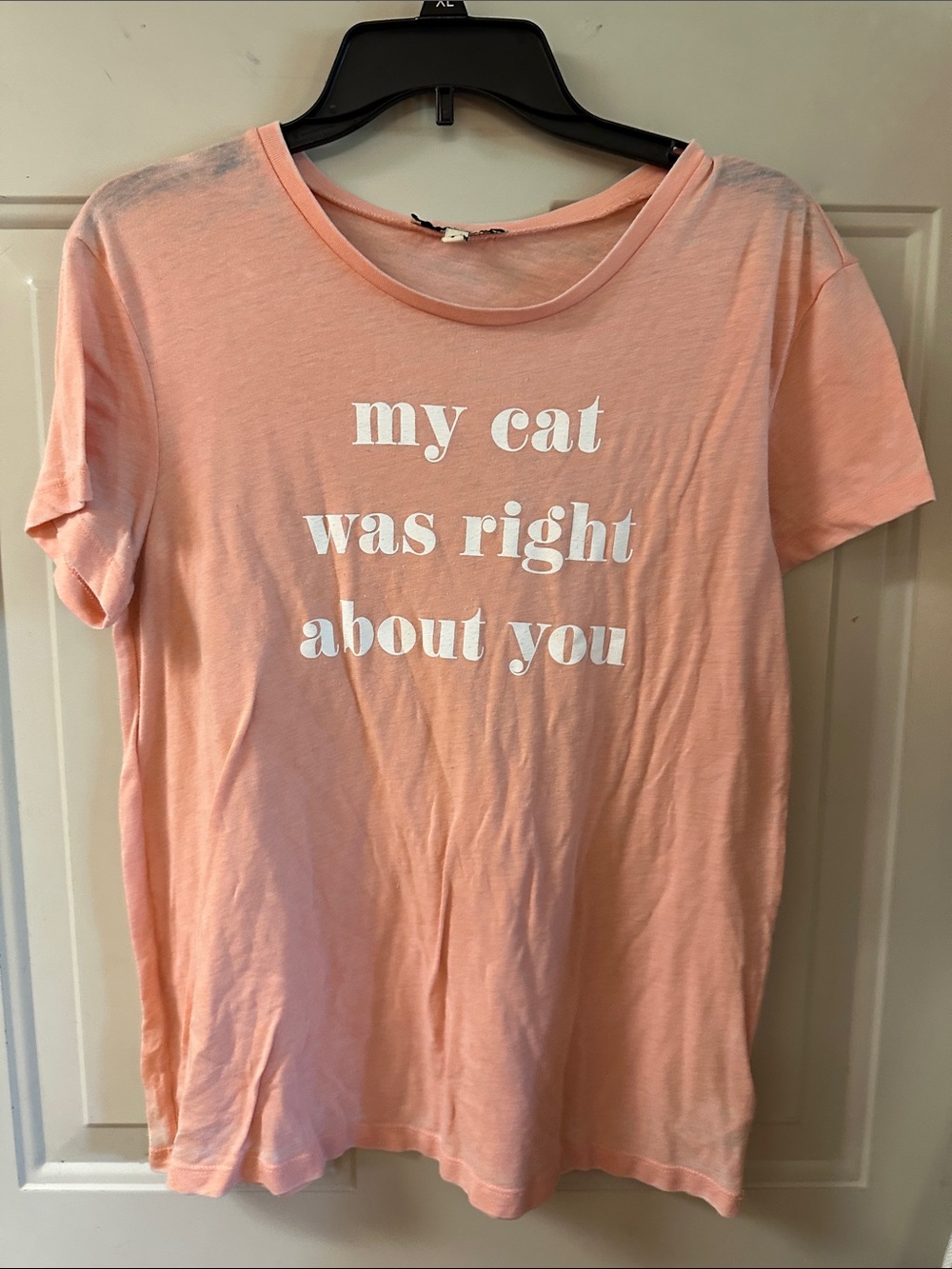 Express Coral Graphic Cat Tee - 'my cat was right about you'